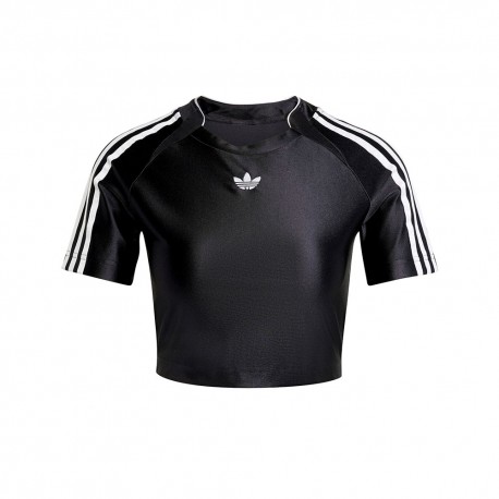 ADIDAS Originals Cropped T-Shirt 3 Strip Nero Donna