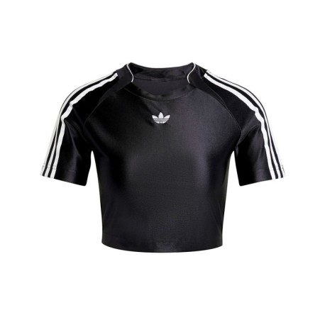 ADIDAS Originals Cropped T-Shirt 3 Strip Nero Donna