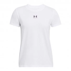 Under Armour Maglietta Palestra Logo Centrale Bianco Donna