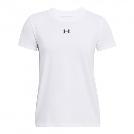 Under Armour Maglietta Palestra Logo Centrale Bianco Donna S