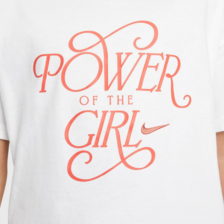 Nike Cropped T-Shirt Logo Bianco Bambina