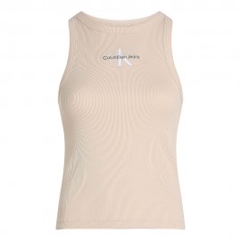 Calvin Klein Canotta Logo Beige Donna