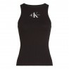 Calvin Klein Canotta Slim A Costine Con Monogramma Nero Donna