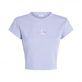 Calvin Klein T-Shirt Logo Crop Lilla Donna