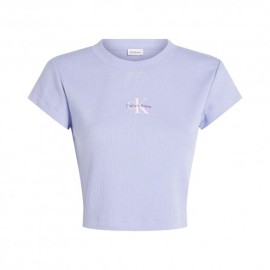 Calvin Klein T-Shirt Logo Crop Lilla Donna