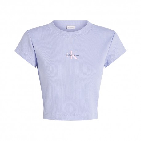Calvin Klein T-Shirt Logo Crop Lilla Donna