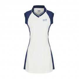 Ea7 Vestito Tennis Pro Star Bianco Medieval Blue Donna