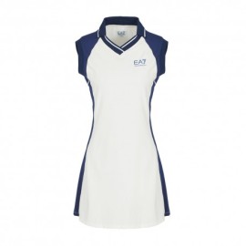 Ea7 Vestito Tennis Pro Star Bianco Medieval Blue Donna