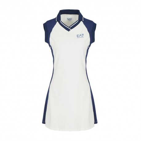 Ea7 Vestito Tennis Pro Star Bianco Medieval Blue Donna