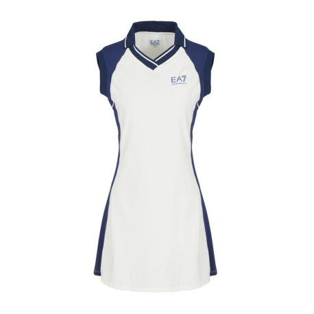 Ea7 Vestito Tennis Pro Star Bianco Medieval Blue Donna