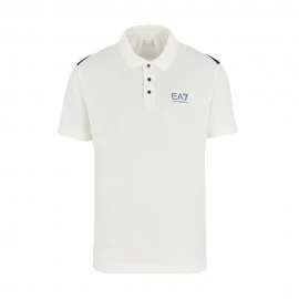 Ea7 Polo Tennis Pro Colorblock Star Bianco Medieval Blue Uomo