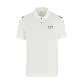 Ea7 Polo Tennis Pro Colorblock Star Bianco Medieval Blue Uomo
