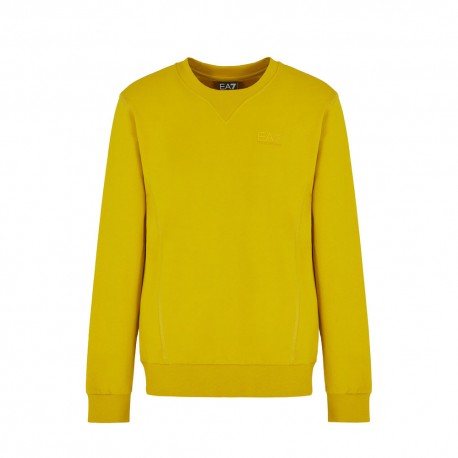 Ea7 Felpa Giro Logo Giallo Uomo
