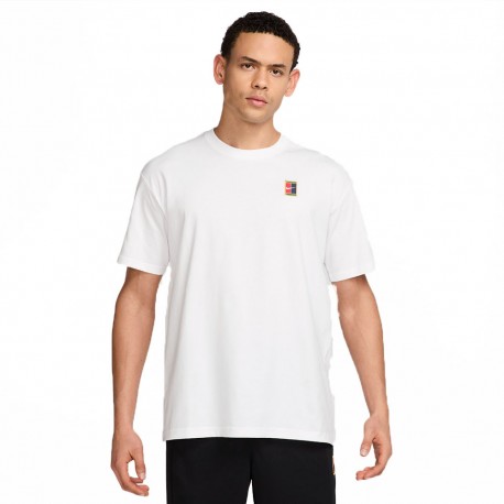 Nike Court Maglia Tennis Max 90 Small Logo Bianco Uomo
