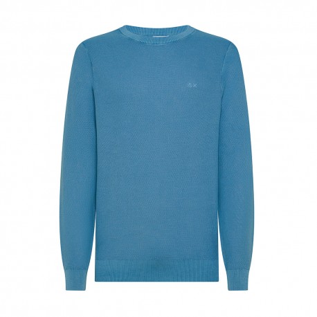 Sun 68 Maglia Maniche Lunghe Punto Riso Celeste Uomo