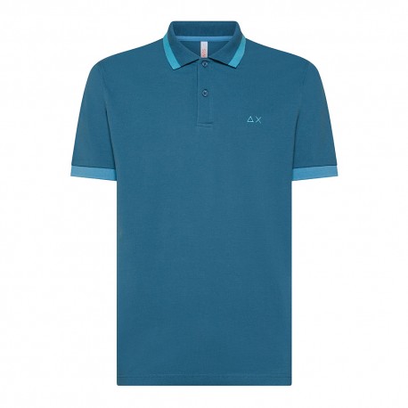Sun 68 Polo Bicolor Stripe Avio Uomo