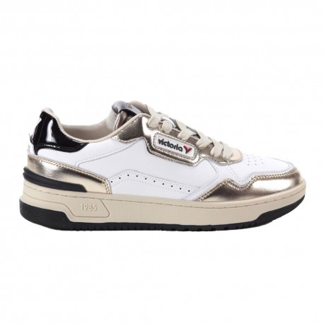 Victoria C80 Lea Bianco Metallic Oro - Sneakers Donna
