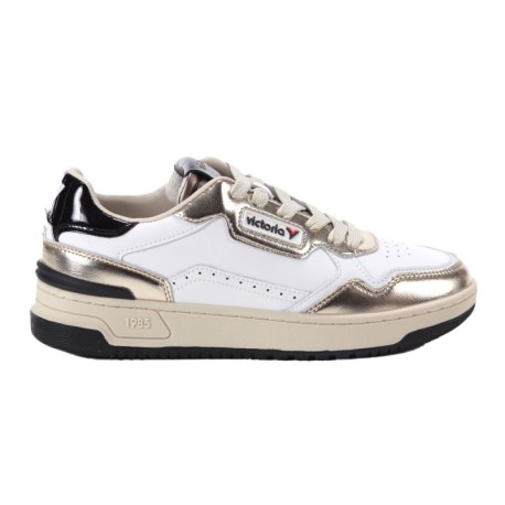 Victoria C80 Lea Bianco Metallic Oro - Sneakers Donna