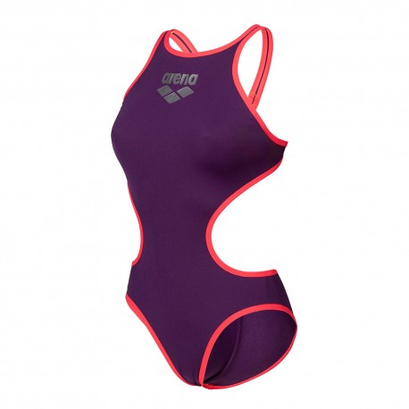 Arena Costume Intero Piscina One Big Logo Viola Corallo Donna