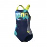 Arena Costume Intero Piscina Light Tricks Navy Giallo Bambina