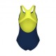 Arena Costume Intero Piscina Light Tricks Navy Giallo Bambina