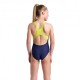 Arena Costume Intero Piscina Light Tricks Navy Giallo Bambina