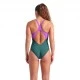 Arena Costume Intero Piscina Bright Glare Verde Viola Donna