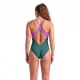 Arena Costume Intero Piscina Bright Glare Verde Viola Donna