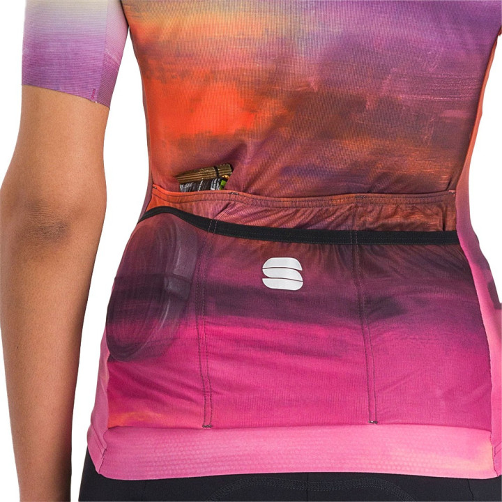 Sportful Maglia Ciclismo Flow Superg Carmine Rose Giallo Donna
