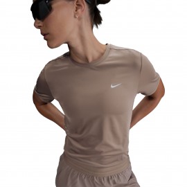 Nike Maglia Running Dri-Fit Swift Mink Brown Reflective Argento Donna