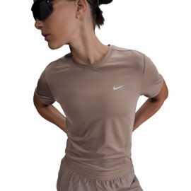 Nike Maglia Running Dri-Fit Swift Mink Brown Reflective Argento Donna