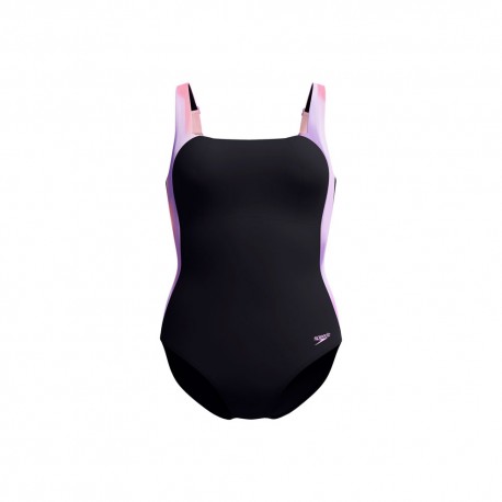 Speedo Costume Intero Piscina Supportato Lunalustre Nero Viola Donna