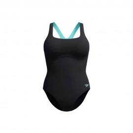 Speedo Costume Intero Piscina Supportato Flex Band Nero Tiffany Donna
