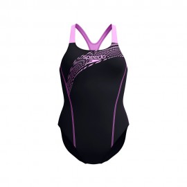 SPEEDO-Costume Tie Back con stampa digitale integrale Club Training Donna Nero/Bianco - Dany