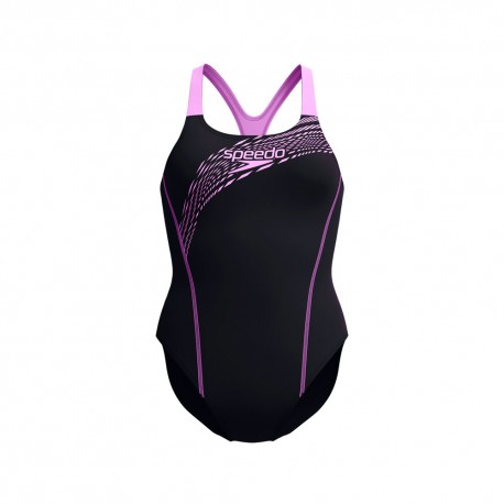 Speedo Costume Intero Piscina Medley Nero Viola Donna