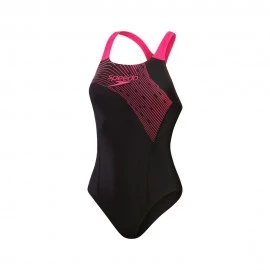 Speedo Costume Intero Piscina Medley Nero Fucsia Donna