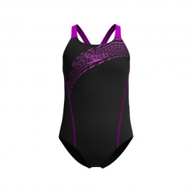 Speedo Costume Intero Piscina Medley Nero Fucsia Bambina
