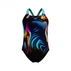 Speedo Costume Intero Piscina Digital Placement Nero Multi Bambina