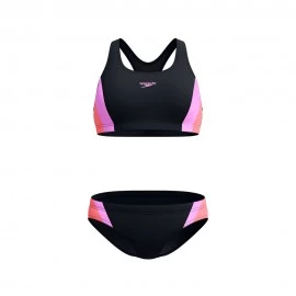 Speedo Costume Due Pezzi Piscina Colourblock Splice Nero Viola Donna
