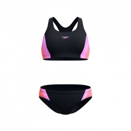 Speedo Costume Due Pezzi Piscina Colourblock Splice Nero Viola Donna