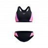 Speedo Costume Due Pezzi Piscina Colourblock Splice Nero Viola Donna