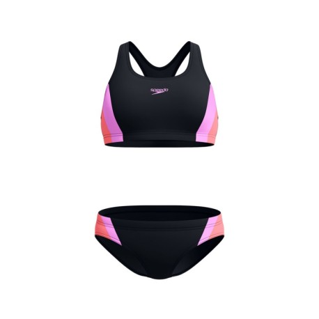 Speedo Costume Due Pezzi Piscina Colourblock Splice Nero Viola Donna