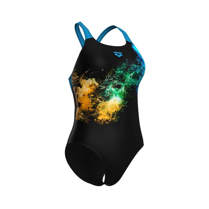Arena Costume Intero Piscina Vibrant Nero Turchese Donna