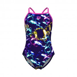 Arena Costume Intero Piscina Thin Soap Bubbles Blu Multi Bambina