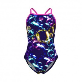 Arena Costume Intero Piscina Thin Soap Bubbles Blu Multi Bambina