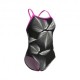 Arena Costume Intero Piscina Thin Frozen Leave Nero Bianco Donna