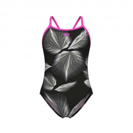 Arena Costume Intero Piscina Thin Frozen Leave Nero Bianco Donna
