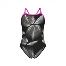 Arena Costume Intero Piscina Thin Frozen Leave Nero Bianco Donna