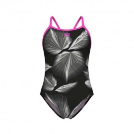 Arena Costume Intero Piscina Thin Frozen Leave Nero Bianco Donna