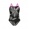Arena Costume Intero Piscina Thin Frozen Leave Nero Bianco Donna